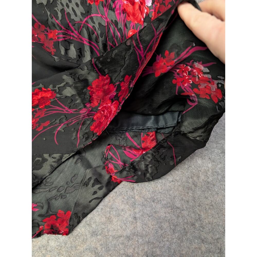 Y2K Morrell Maxie Size 8 Black Red Pink Silky Sexy Valentine's Maxi Dress Party - Picture 4 of 9